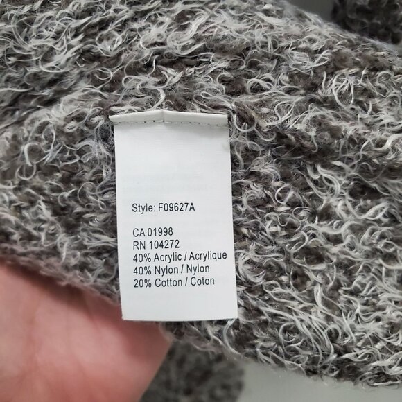 Spanner Women's‎ Vintage Grey White Fluffy Faux Fur Split Front Roll Cardigan S - Picture 7 of 8